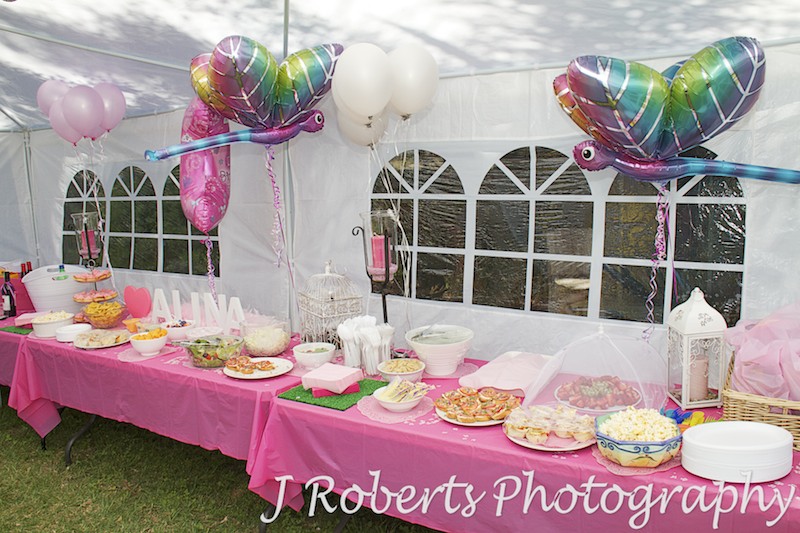 1st Birthday Party food table laid out ready for party - Party Photography Sydney